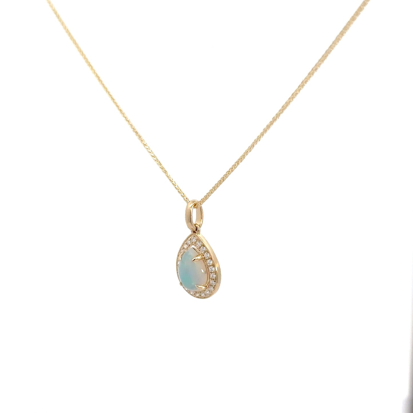 14k Yellow Gold Opal & Diamond Pendant