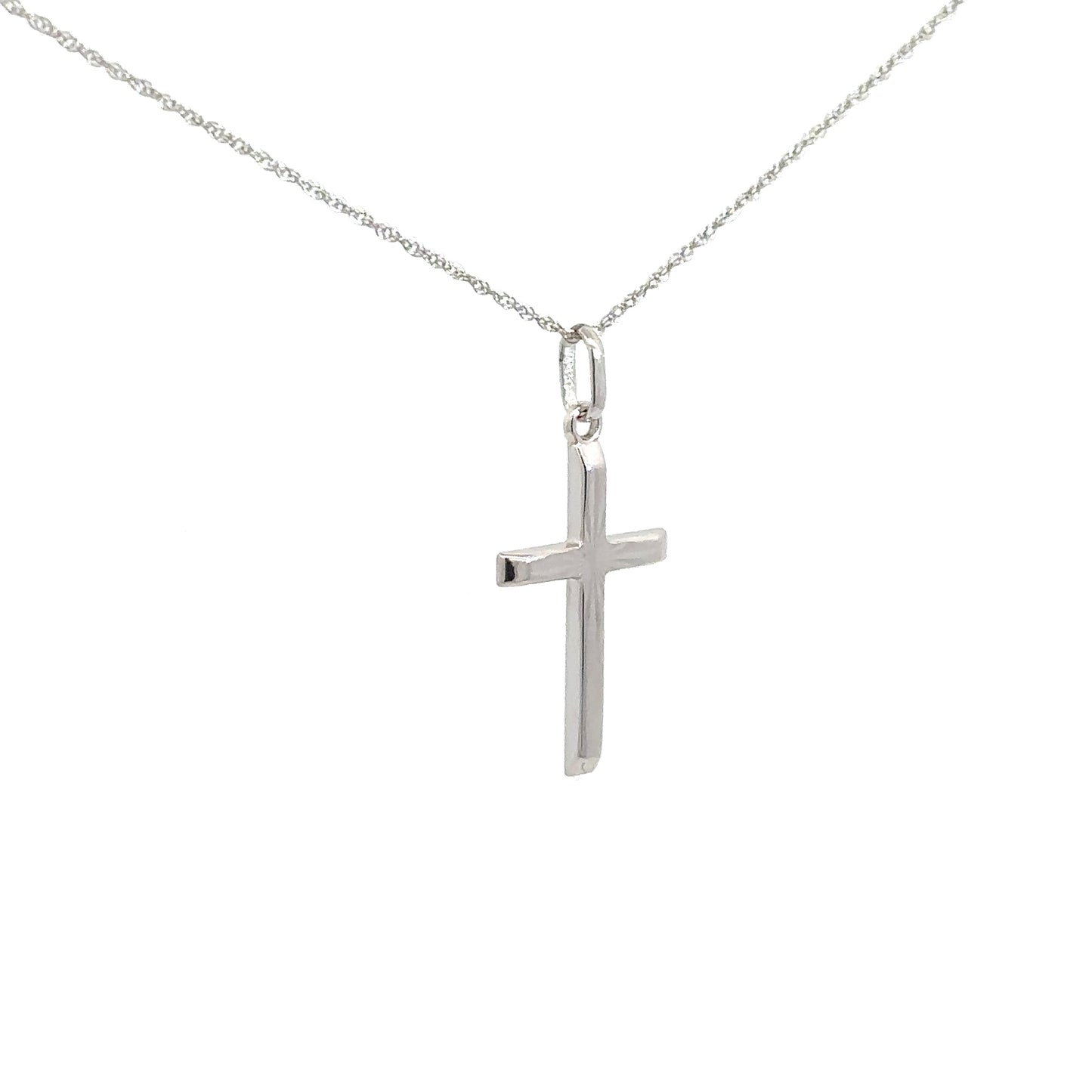 14k White Gold Cross