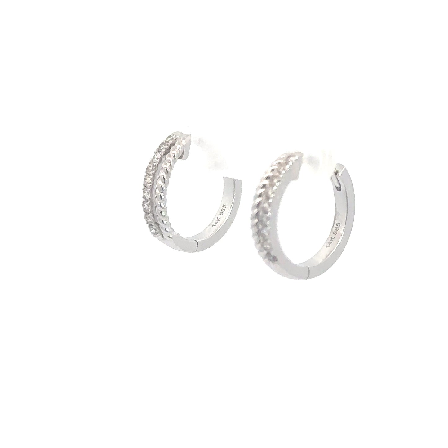 14k White Gold Diamond Hoop Earrings .16cttw