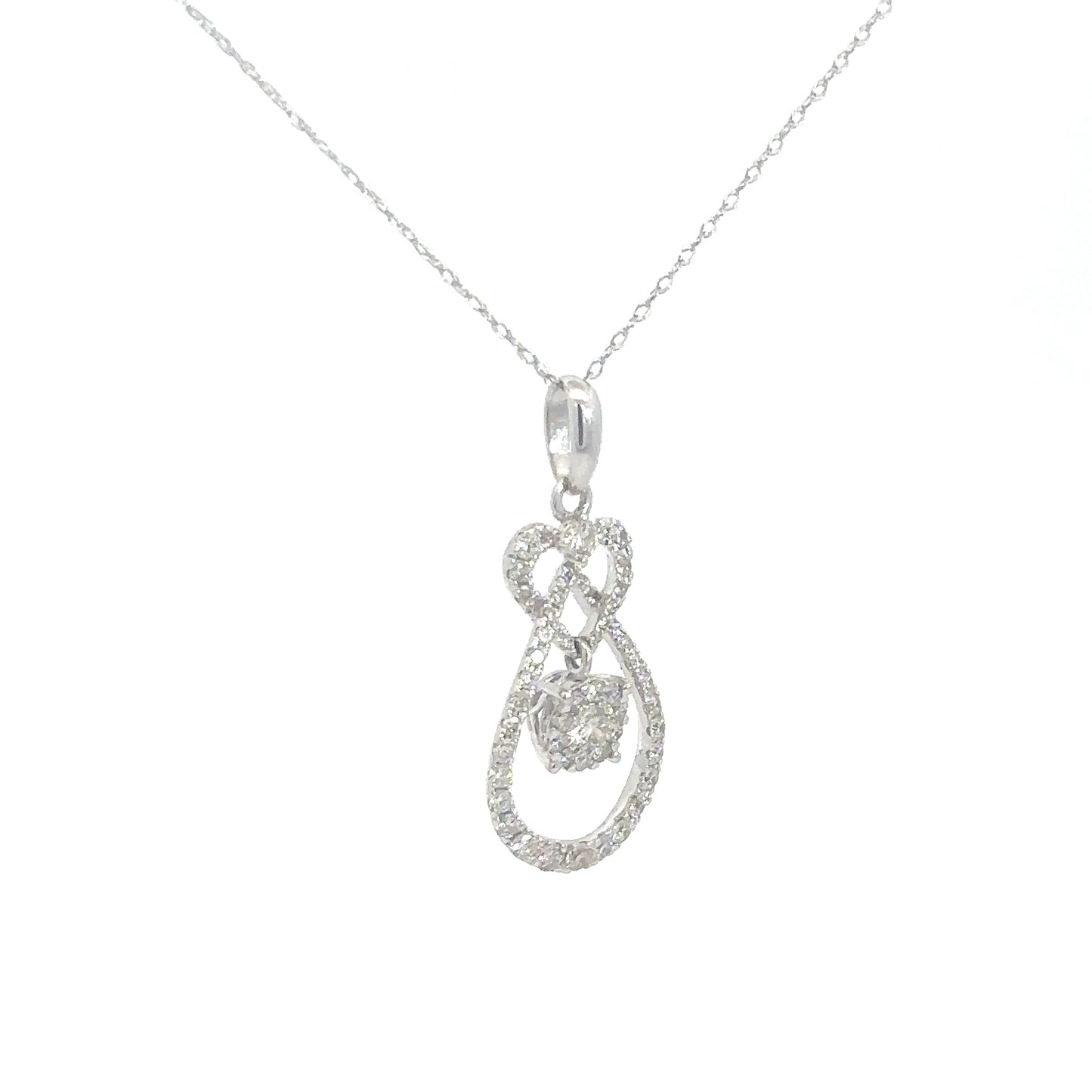 14k White Gold Diamond Dangle Pendant .58cttw