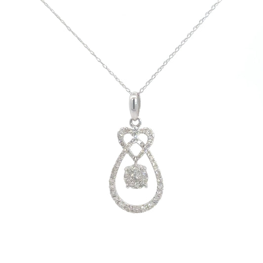 14k White Gold Diamond Dangle Pendant .58cttw