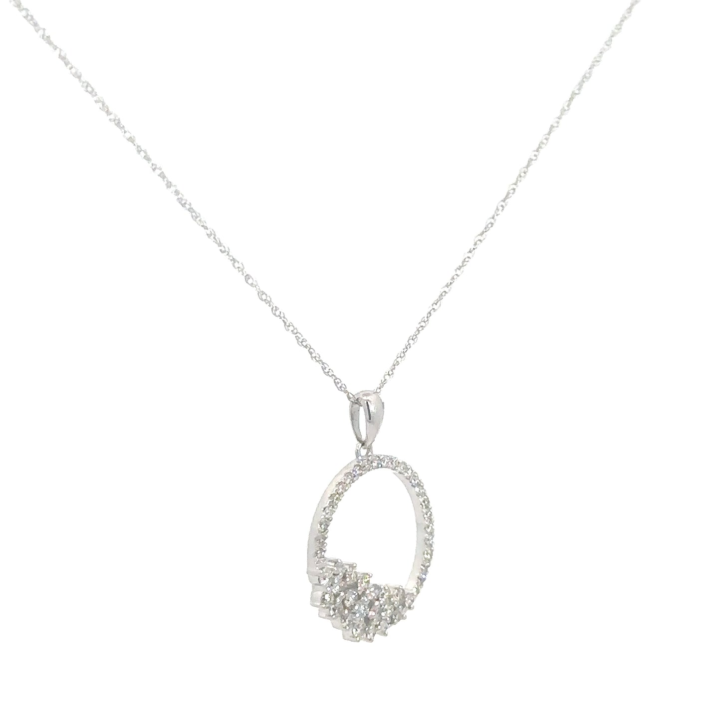 Lady's 14k White Gold Diamond Circle Pendant .43cttw