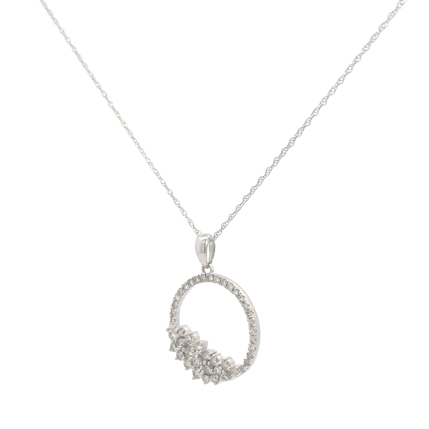 Lady's 14k White Gold Diamond Circle Pendant .43cttw