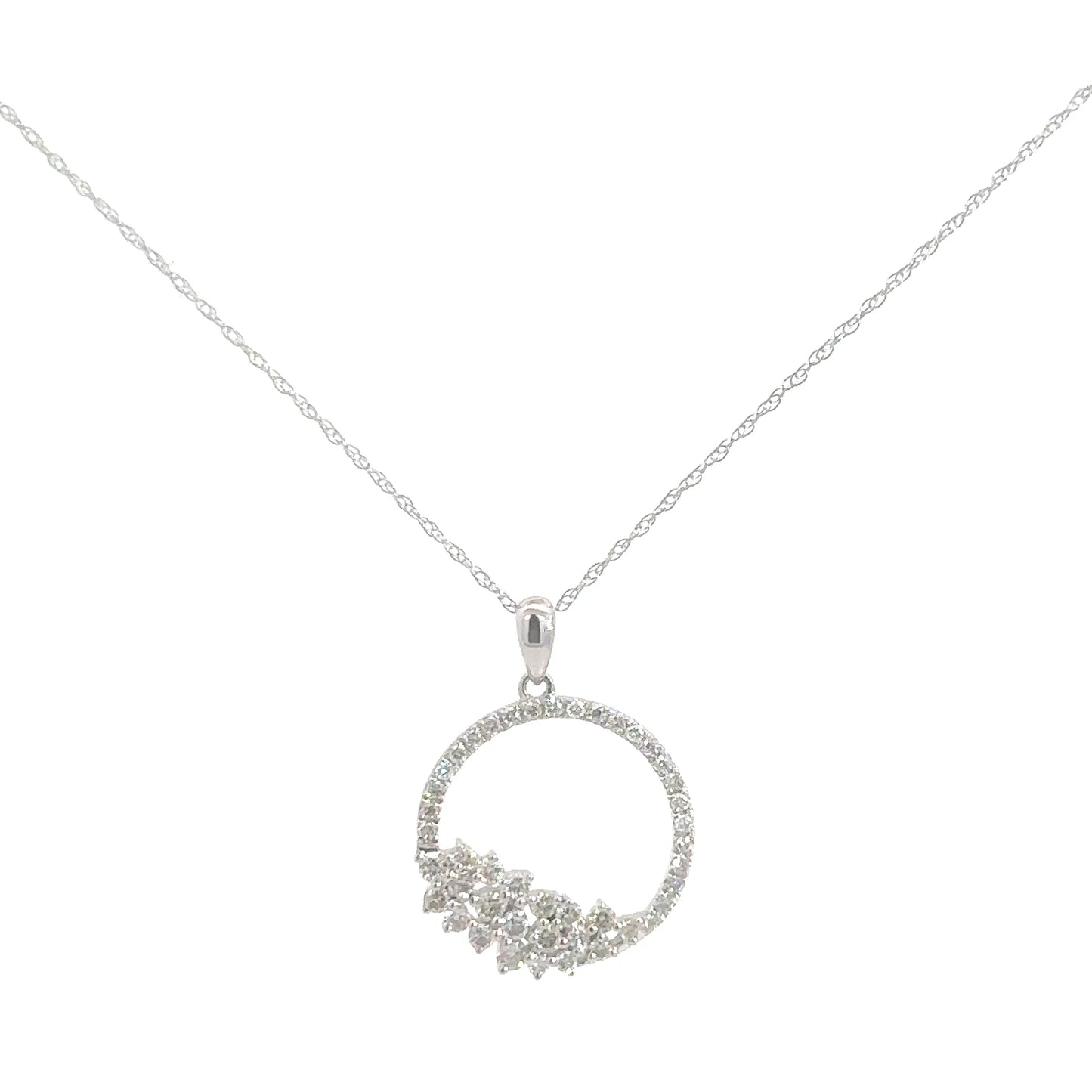 Lady's 14k White Gold Diamond Circle Pendant .43cttw