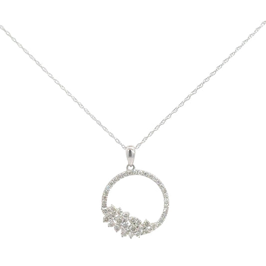 Lady's 14k White Gold Diamond Circle Pendant .43cttw