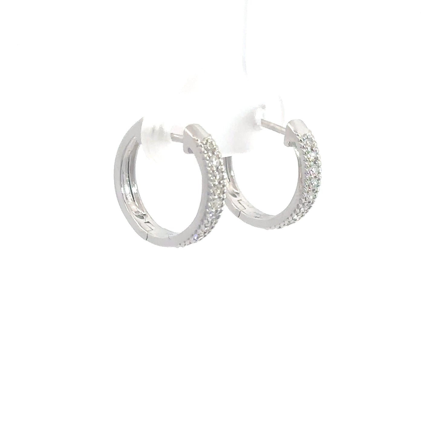 14k White Gold Diamond Huggie Earrings .24cttw