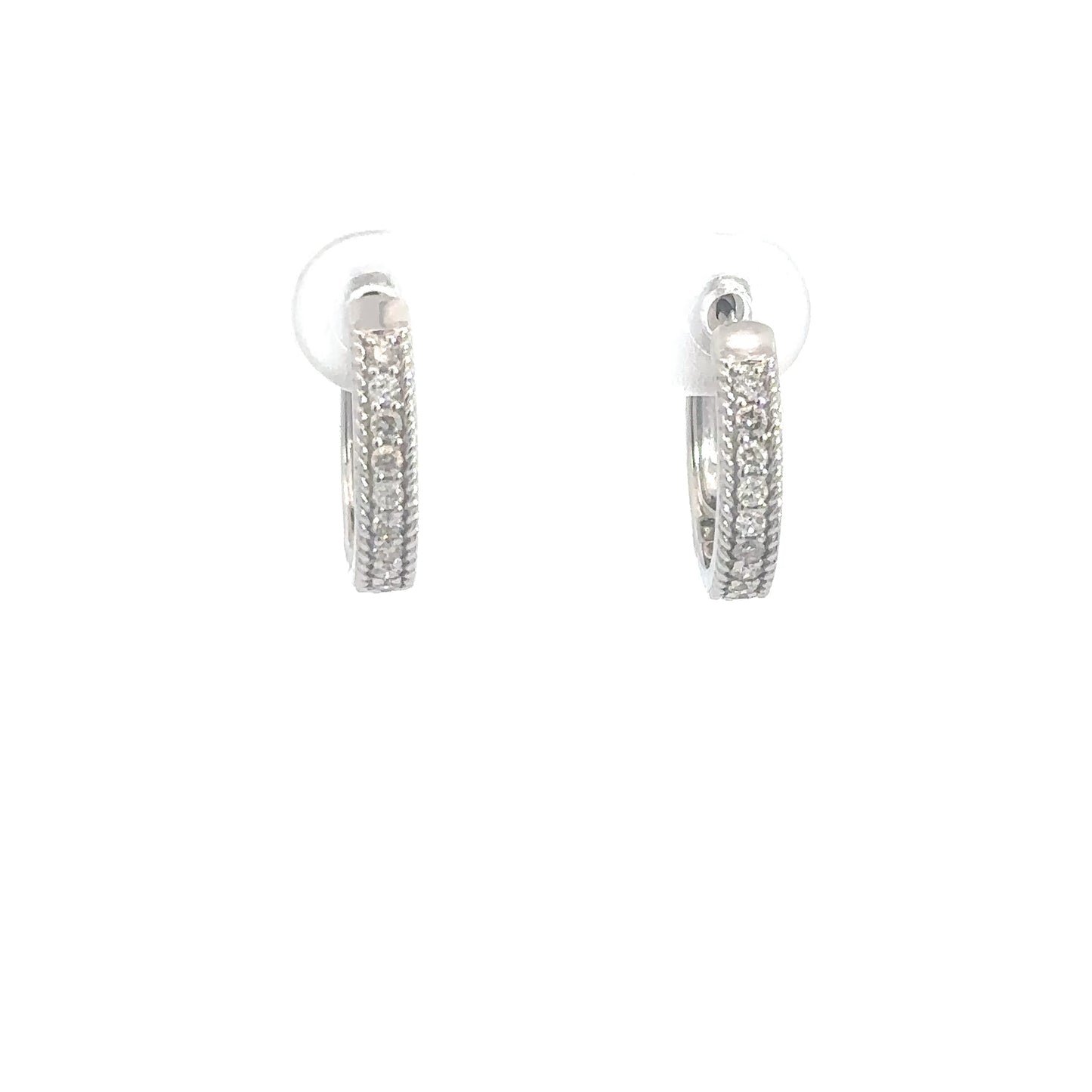 14k White Gold Diamond Huggie Earrings .24cttw