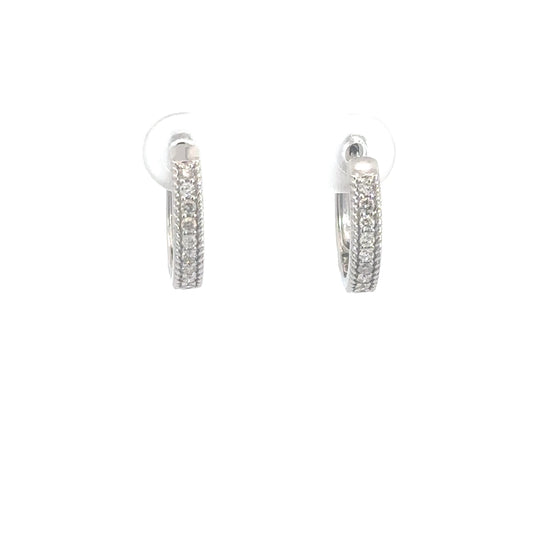 14k White Gold Diamond Huggie Earrings .24cttw