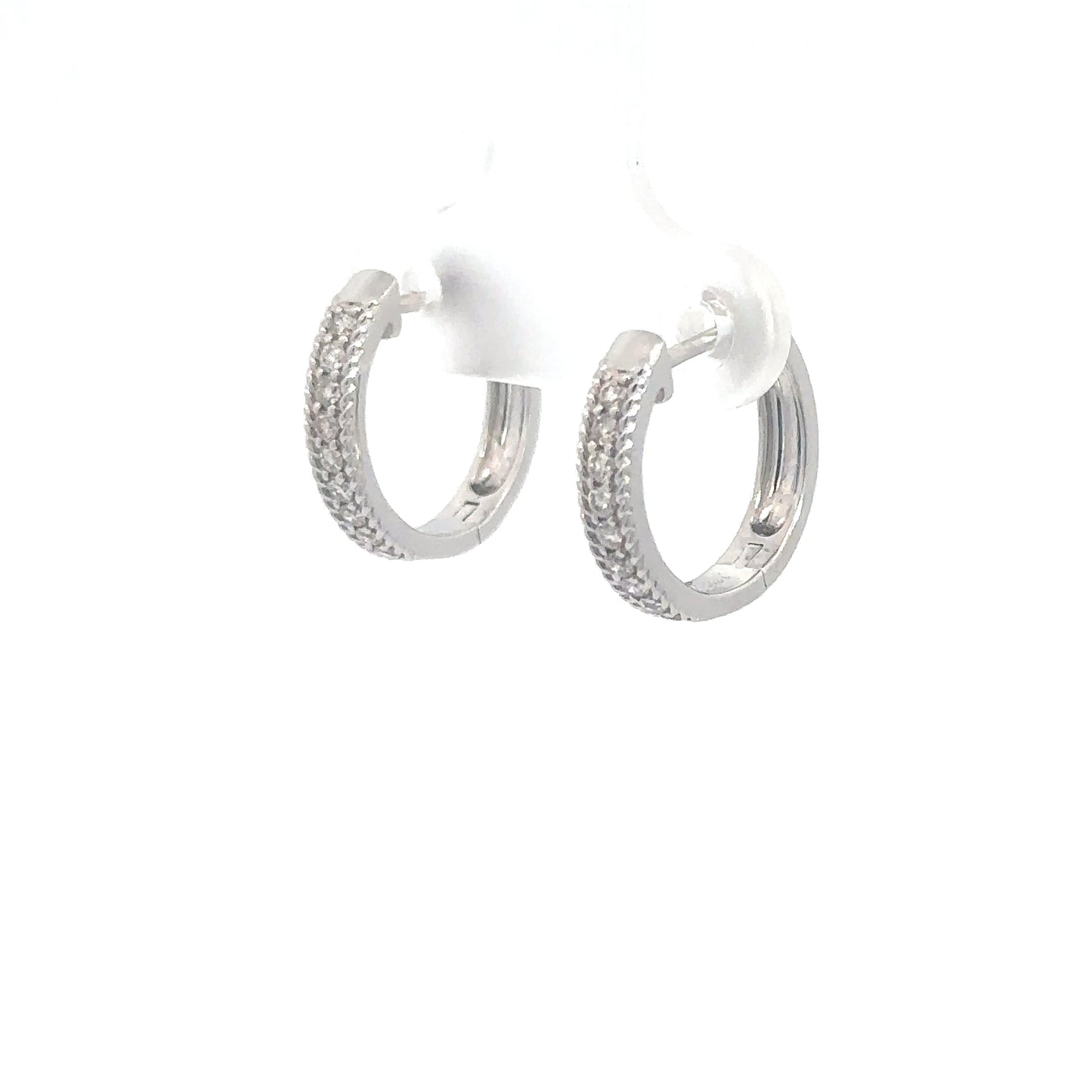 14k White Gold Diamond Huggie Earrings .24cttw
