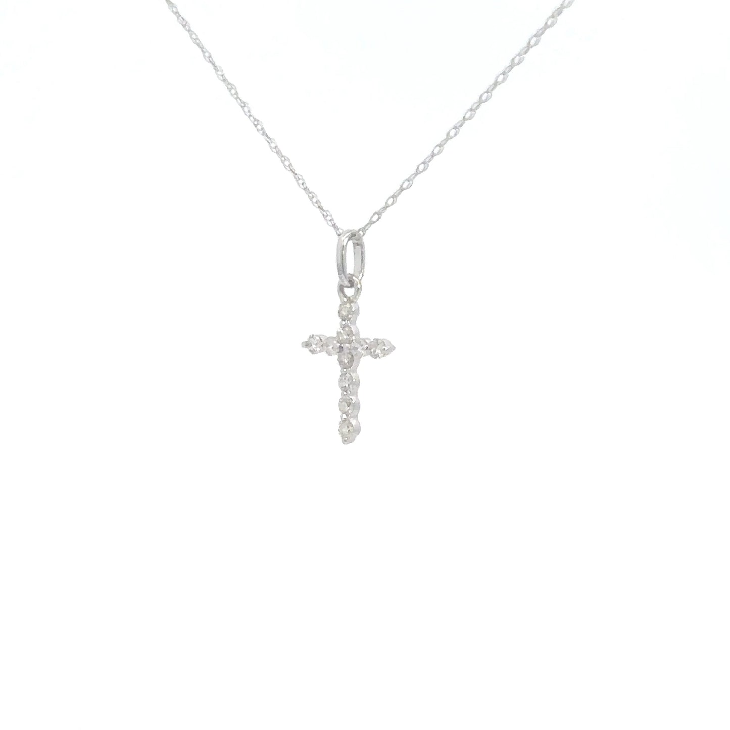 14k White Gold Diamond Cross .18cttw