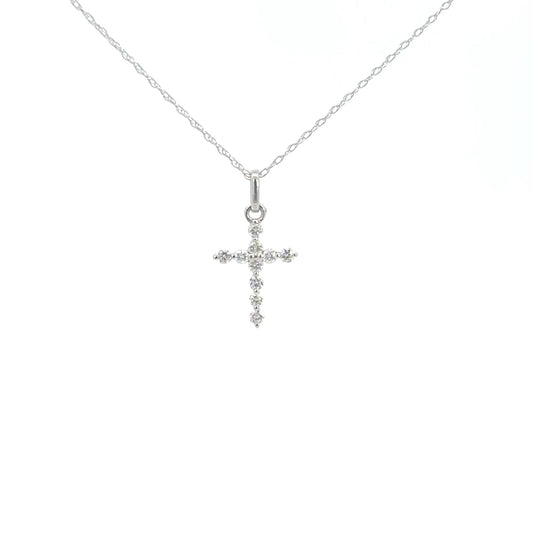 14k White Gold Diamond Cross .18cttw
