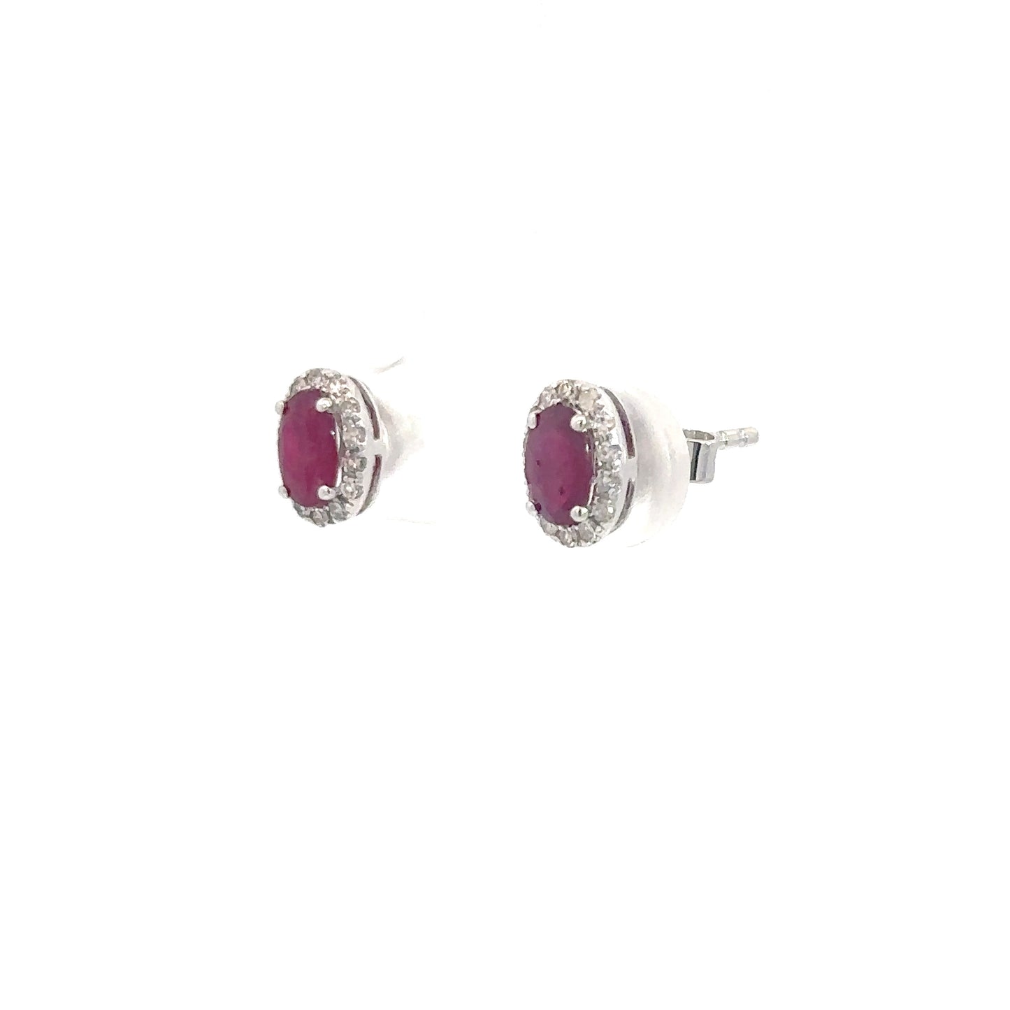 14k White Gold Ruby & Diamond Earrings .18cttw