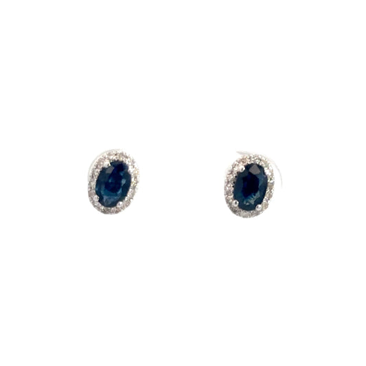 14k White Gold Sapphire & Diamond Earrings