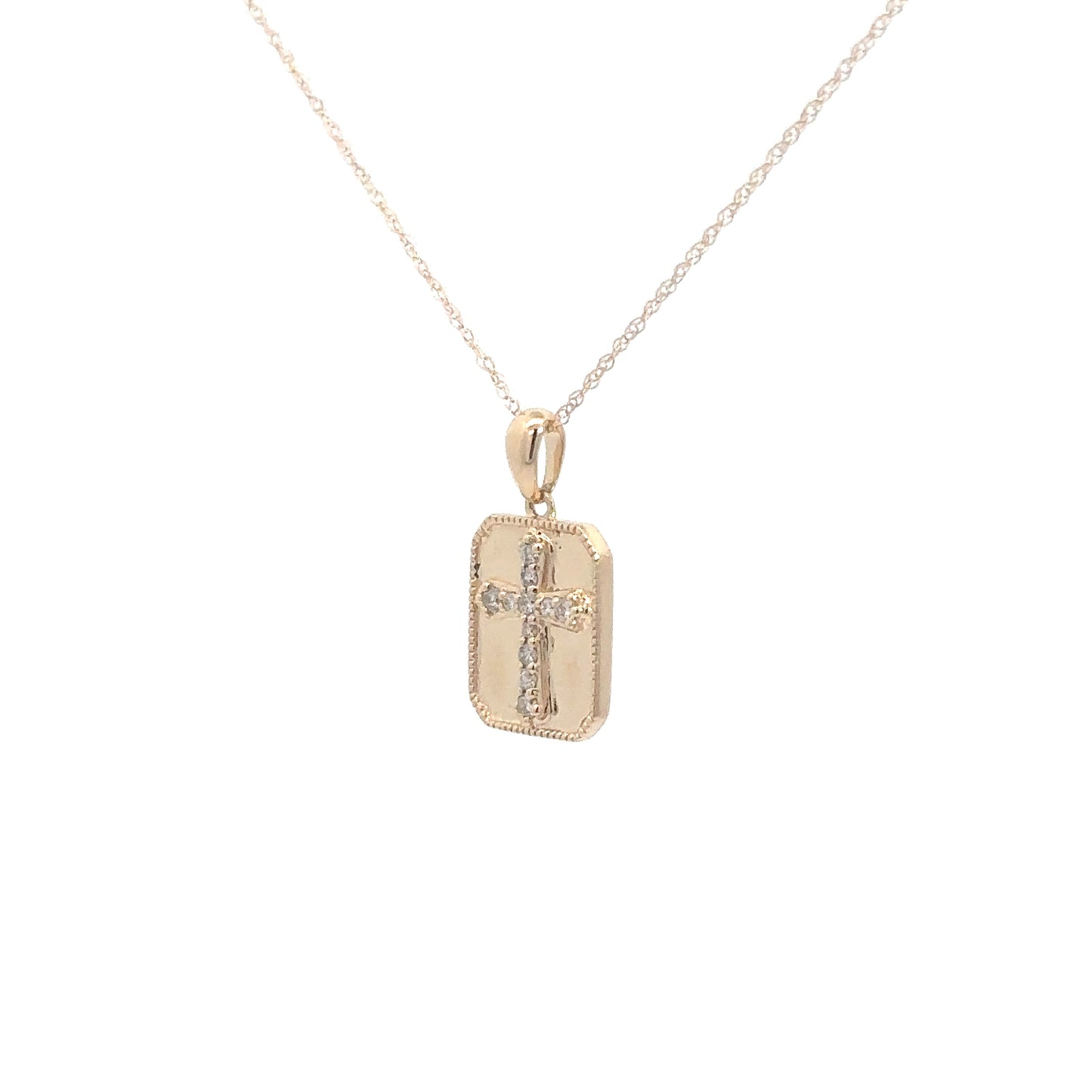 14k Yellow Gold Diamond Cross