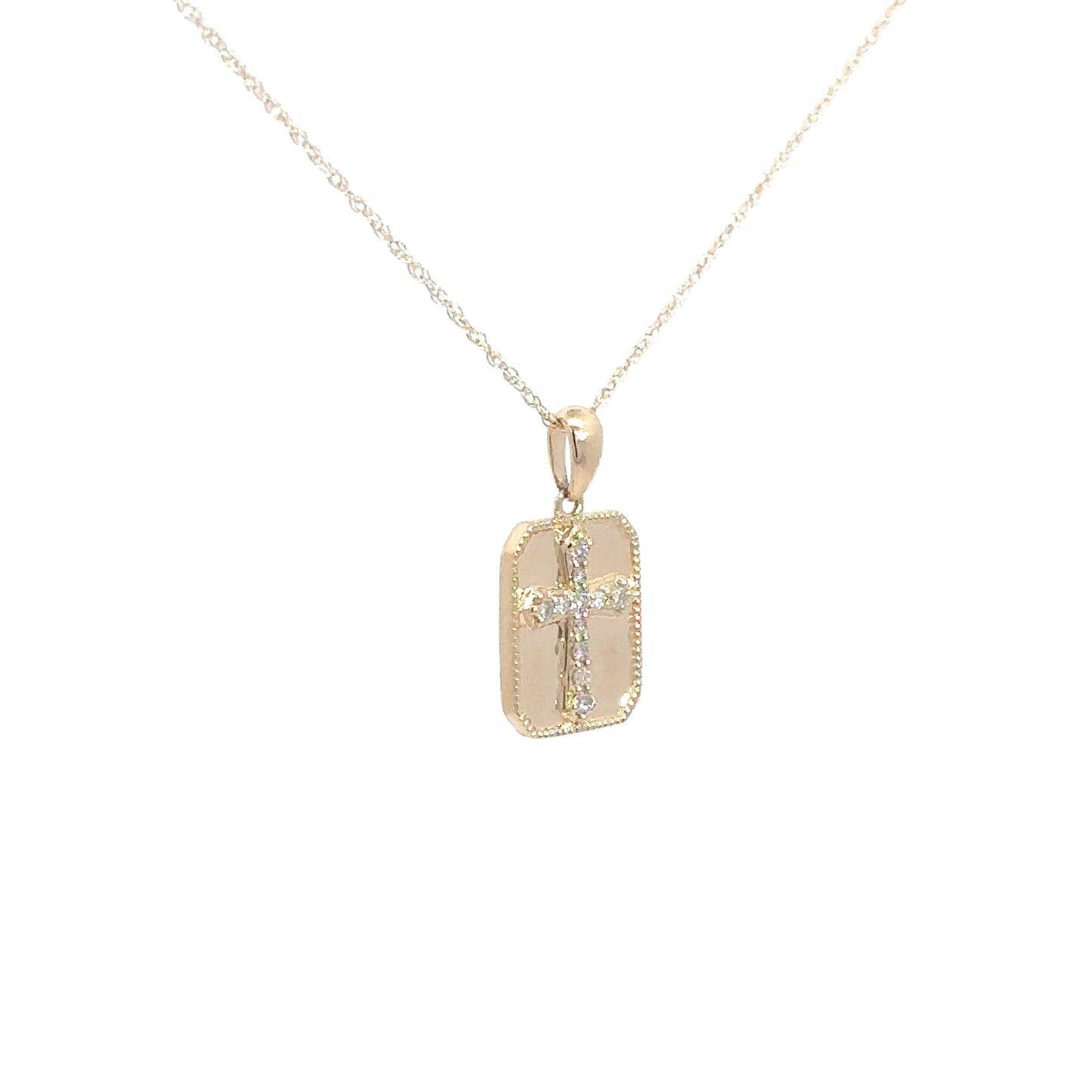 14k Yellow Gold Diamond Cross