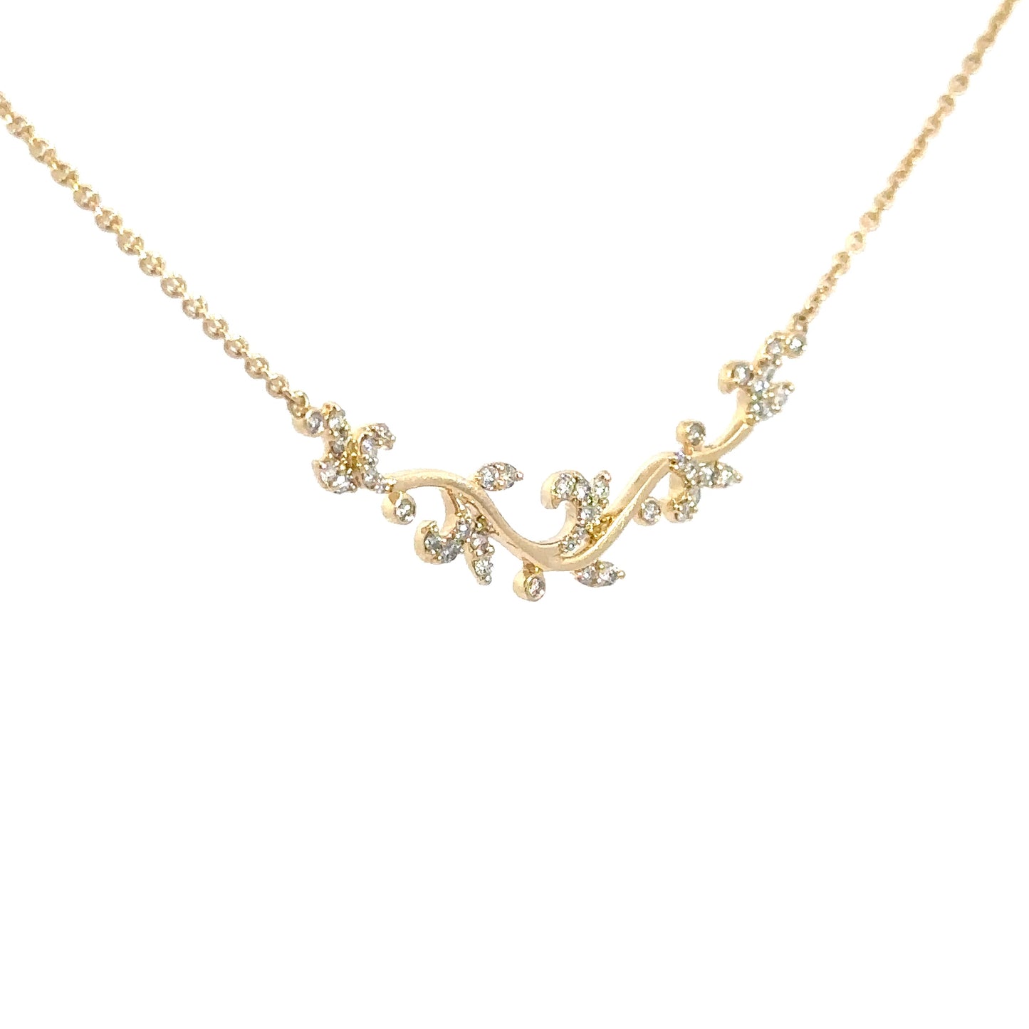 14k Yellow Gold Diamond Branch Pendant .44cttw