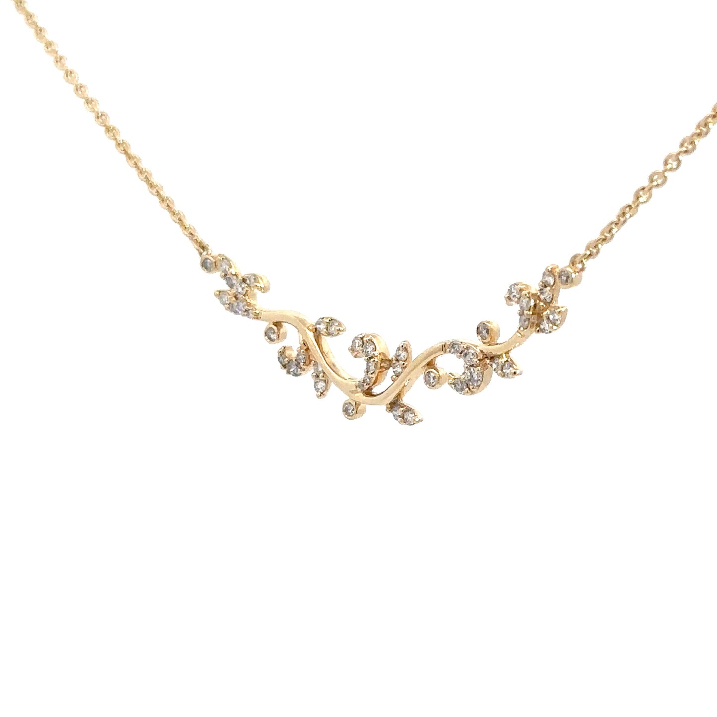 14k Yellow Gold Diamond Branch Pendant .44cttw
