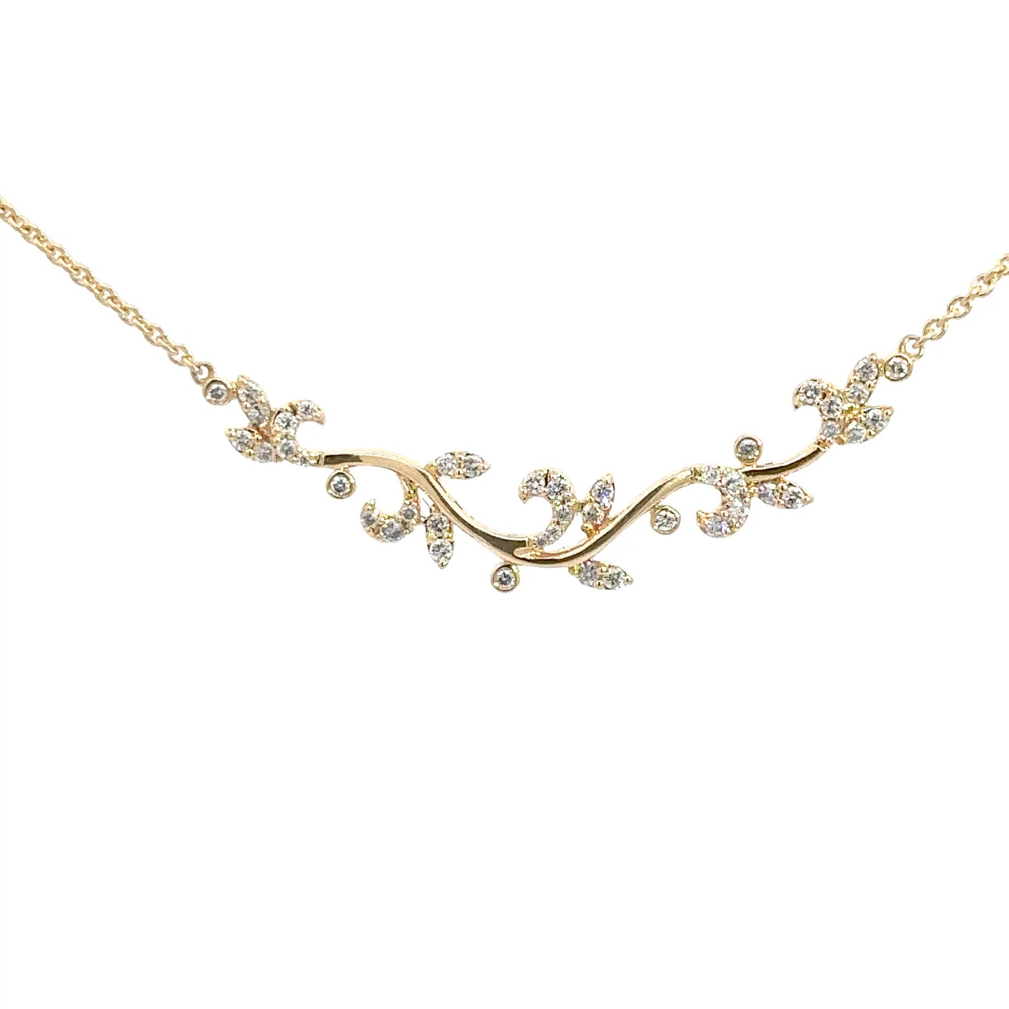 14k Yellow Gold Diamond Branch Pendant .44cttw