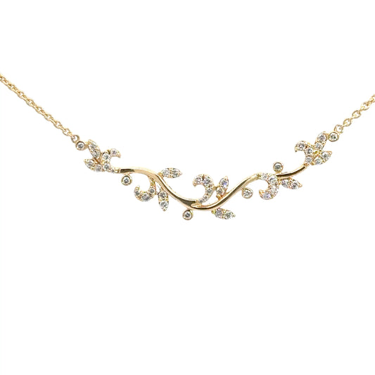 14k Yellow Gold Diamond Branch Pendant .44cttw