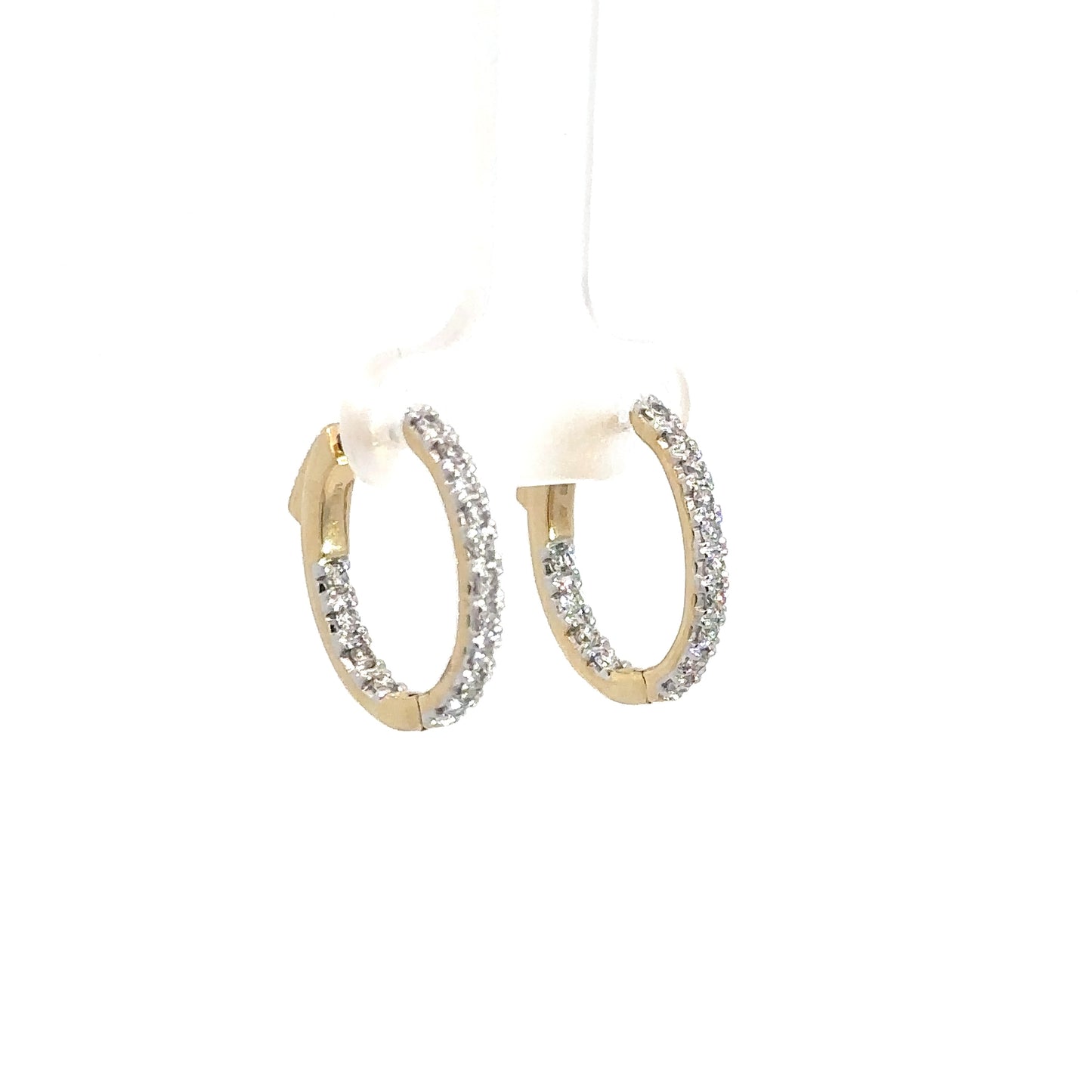 14k Yellow Gold Diamond In/Out Hoops .50cttw