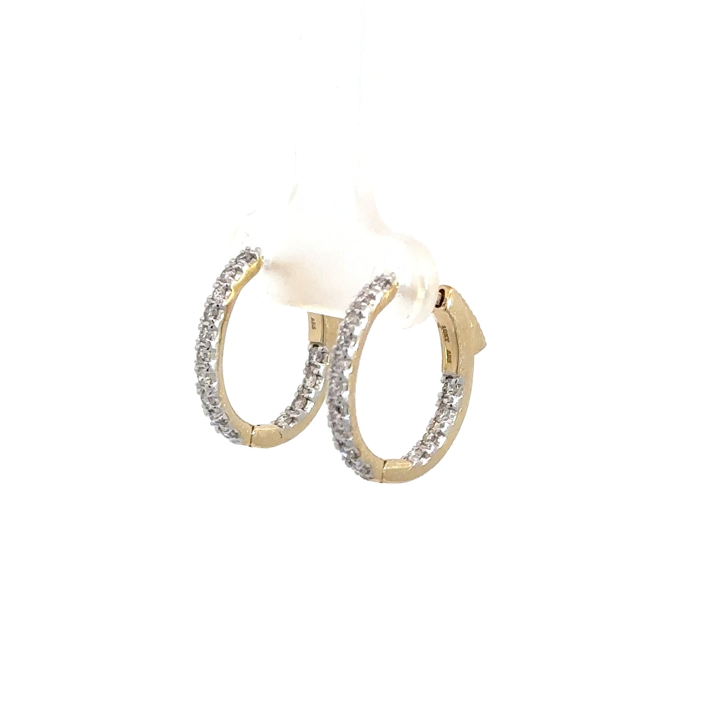 14k Yellow Gold Diamond In/Out Hoops .50cttw