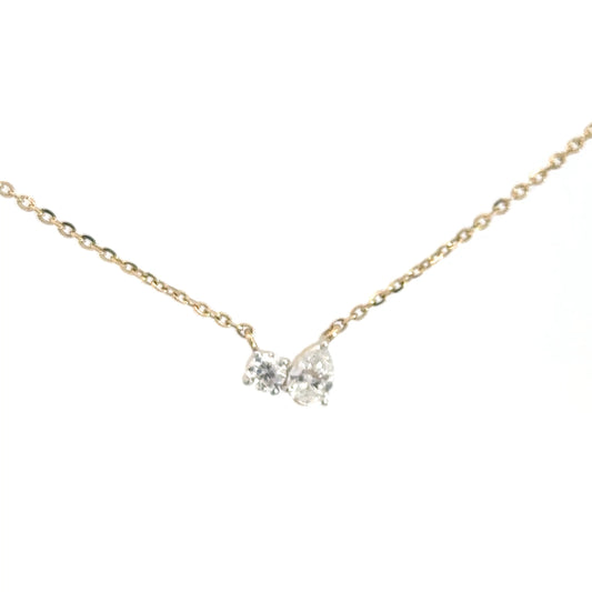 14k Yellow Gold Lab Grown Pear & Round Pendant .53cttw