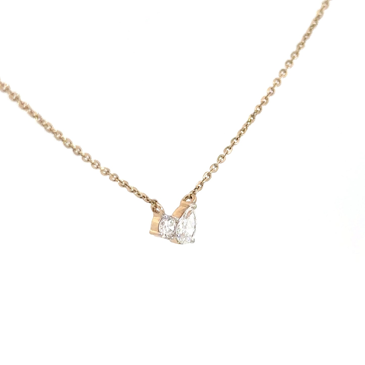 14k Yellow Gold Lab Grown Pear & Round Pendant .53cttw