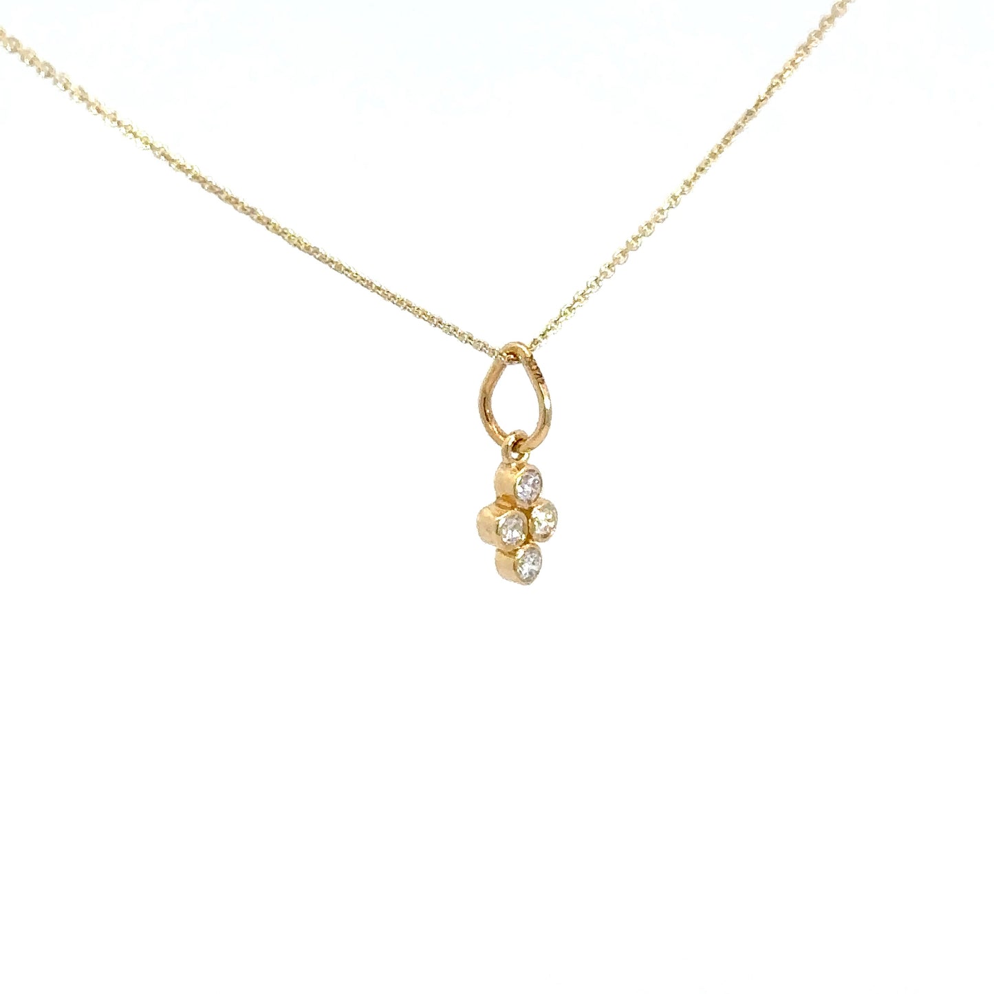 14k Yellow Gold 4 round brilliant diamond pendants .10cttw