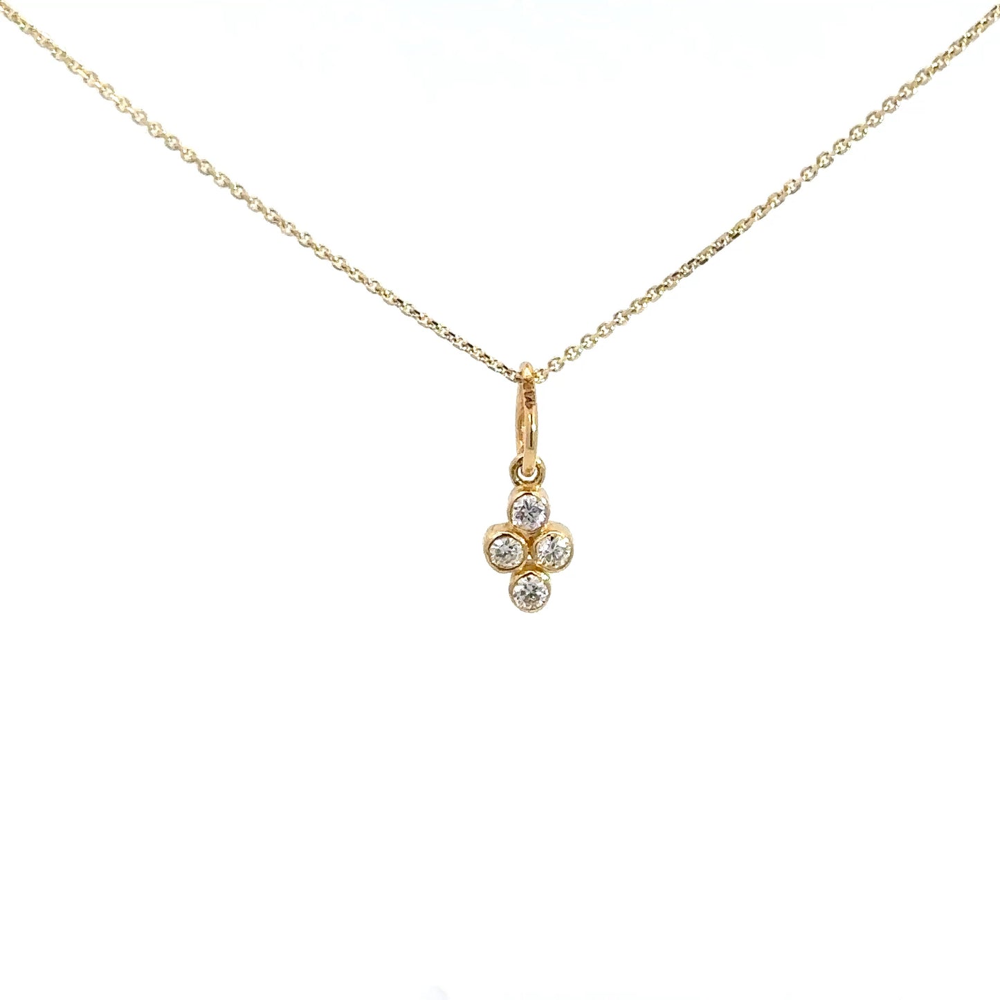 14k Yellow Gold 4 round brilliant diamond pendants .10cttw