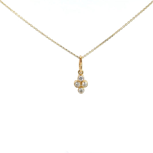 14k Yellow Gold 4 round brilliant diamond pendants .10cttw