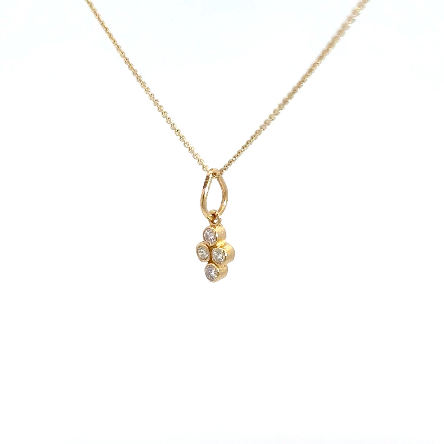 14k Yellow Gold 4 round brilliant diamond pendants .10cttw