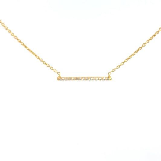 14k Yellow Gold Diamond Bar Necklace .08cttw