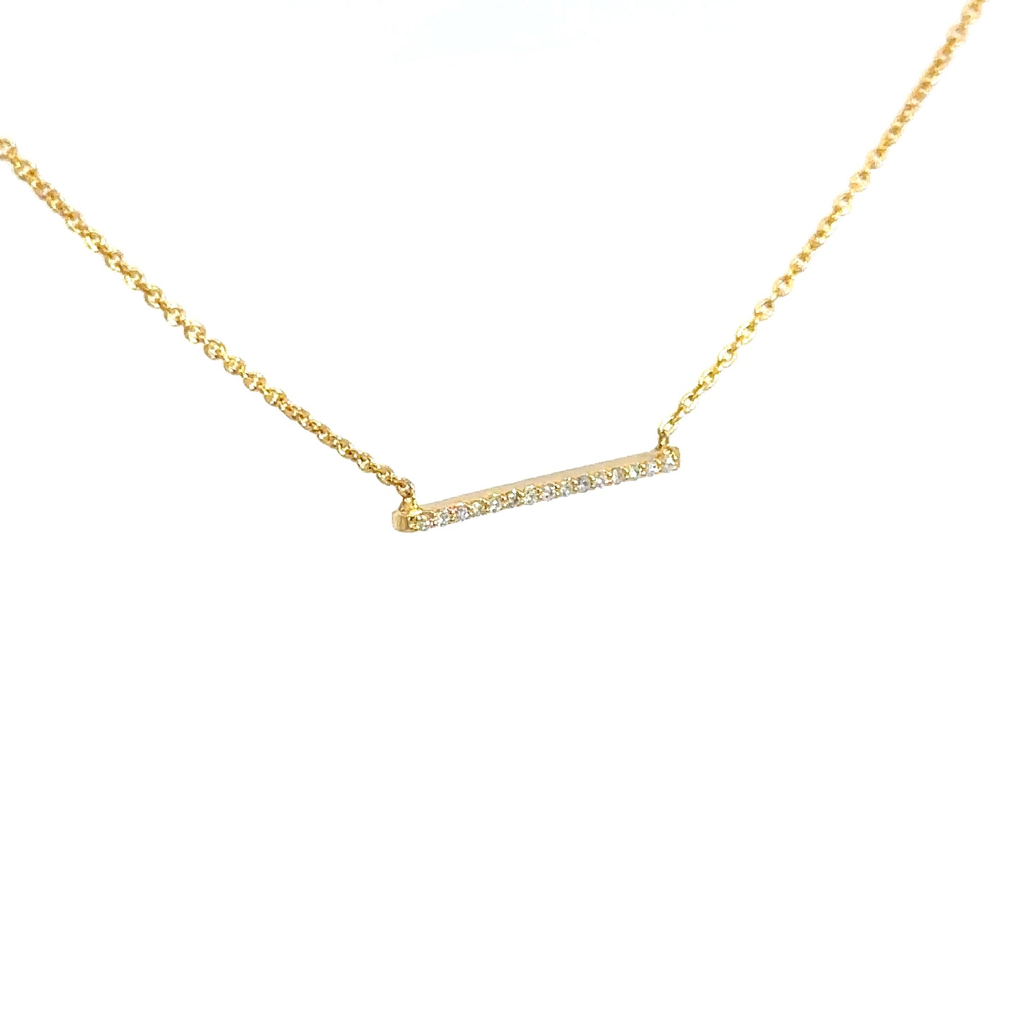 14k Yellow Gold Diamond Bar Necklace .08cttw