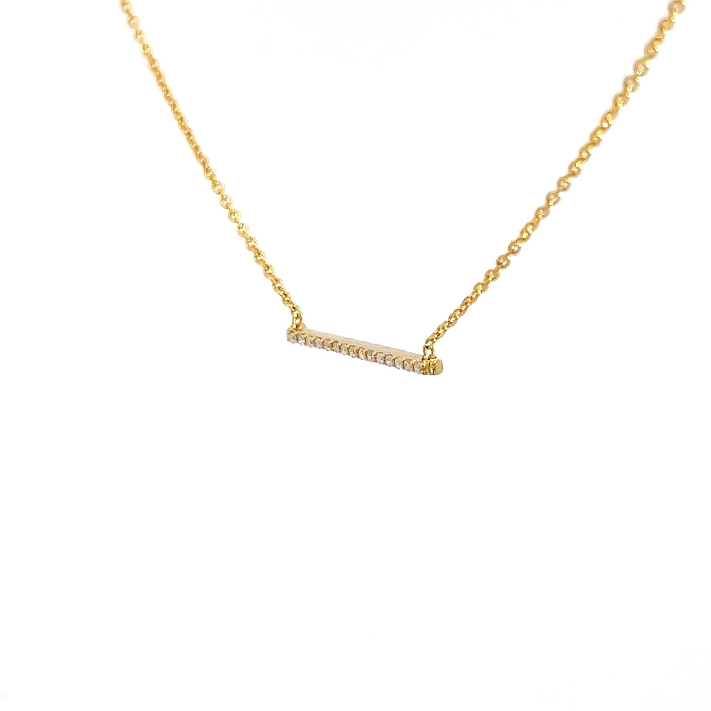 14k Yellow Gold Diamond Bar Necklace .08cttw