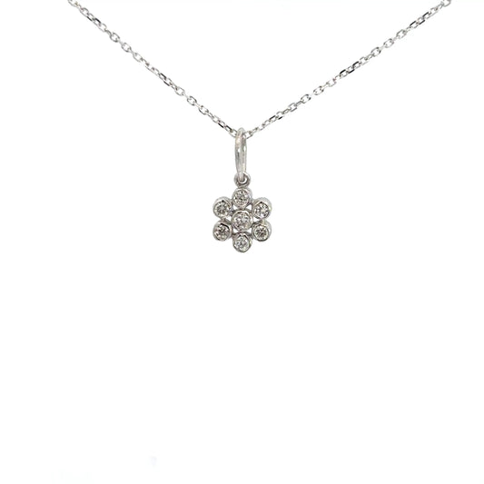 14k White Gold Diamond Flower Pendant .18cttw