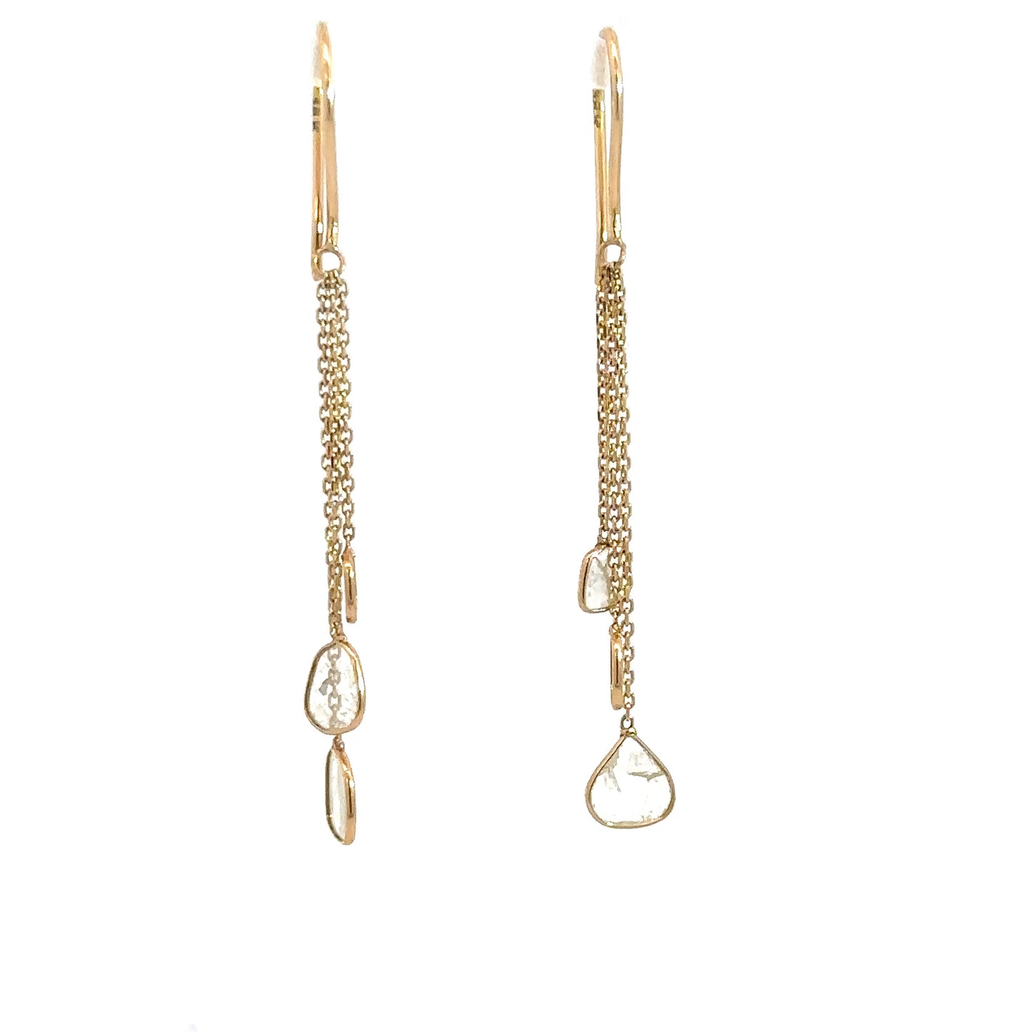 18k Yellow Gold Diamond Slice Dangle Earrings .55cttw