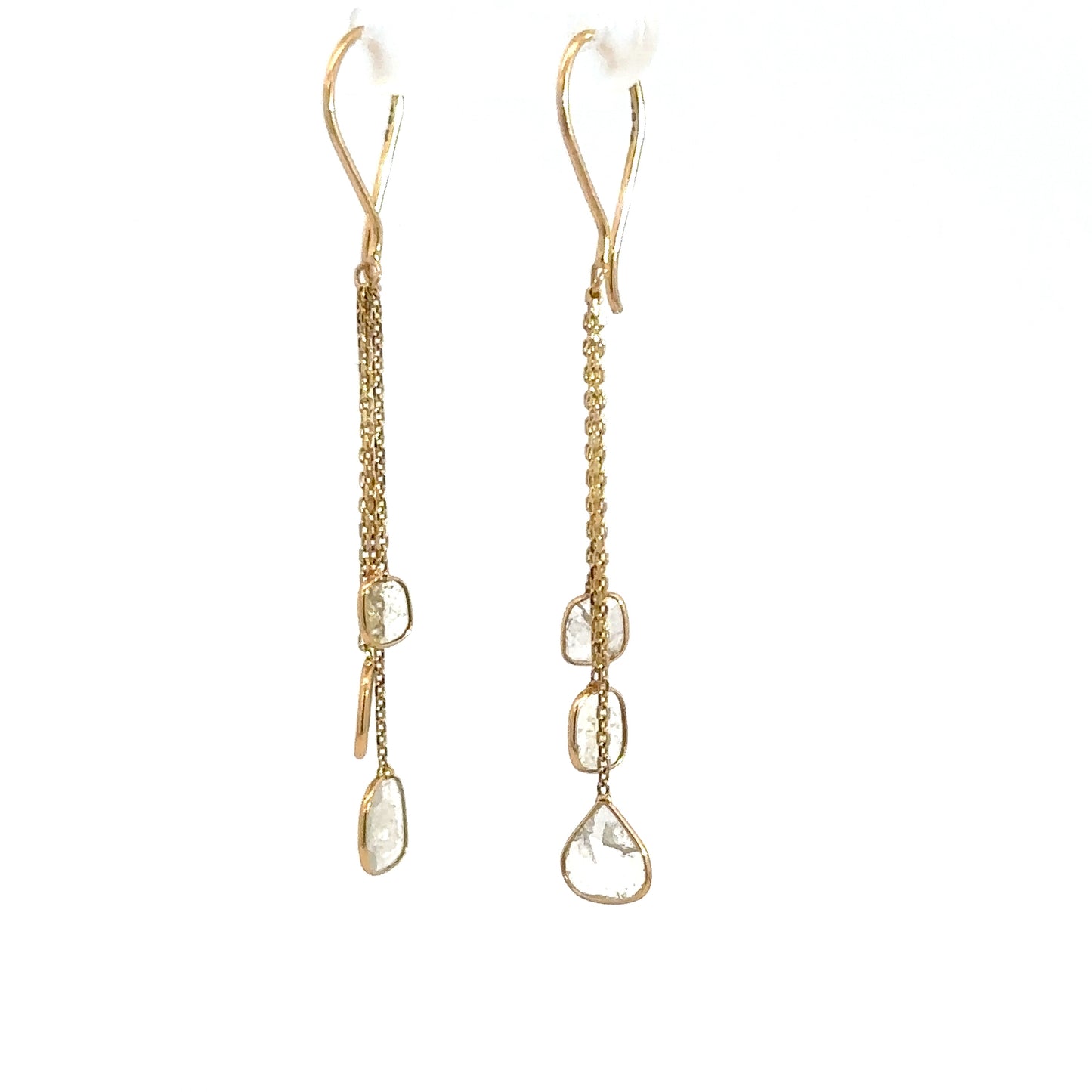 18k Yellow Gold Diamond Slice Dangle Earrings .55cttw