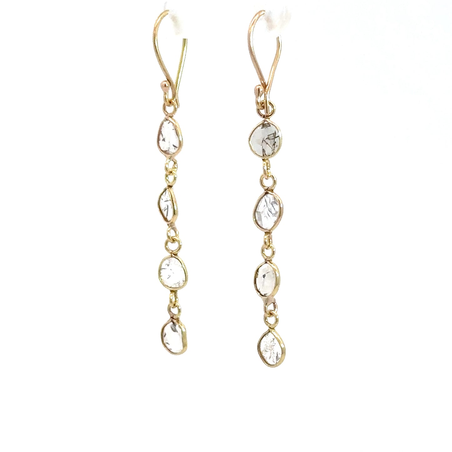 14k Yellow Gold Diamond Slice Earrings .75cttw