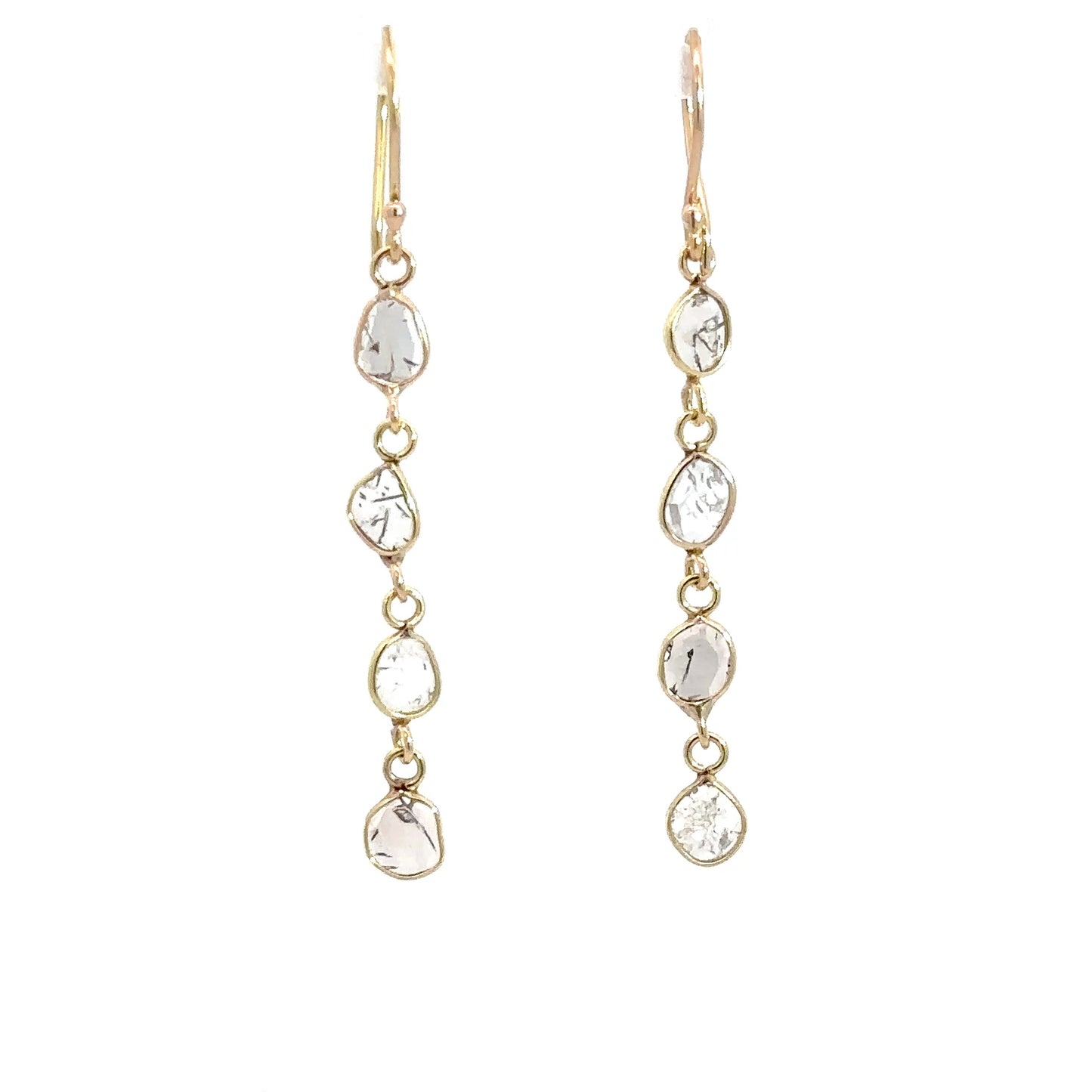 14k Yellow Gold Diamond Slice Earrings .75cttw