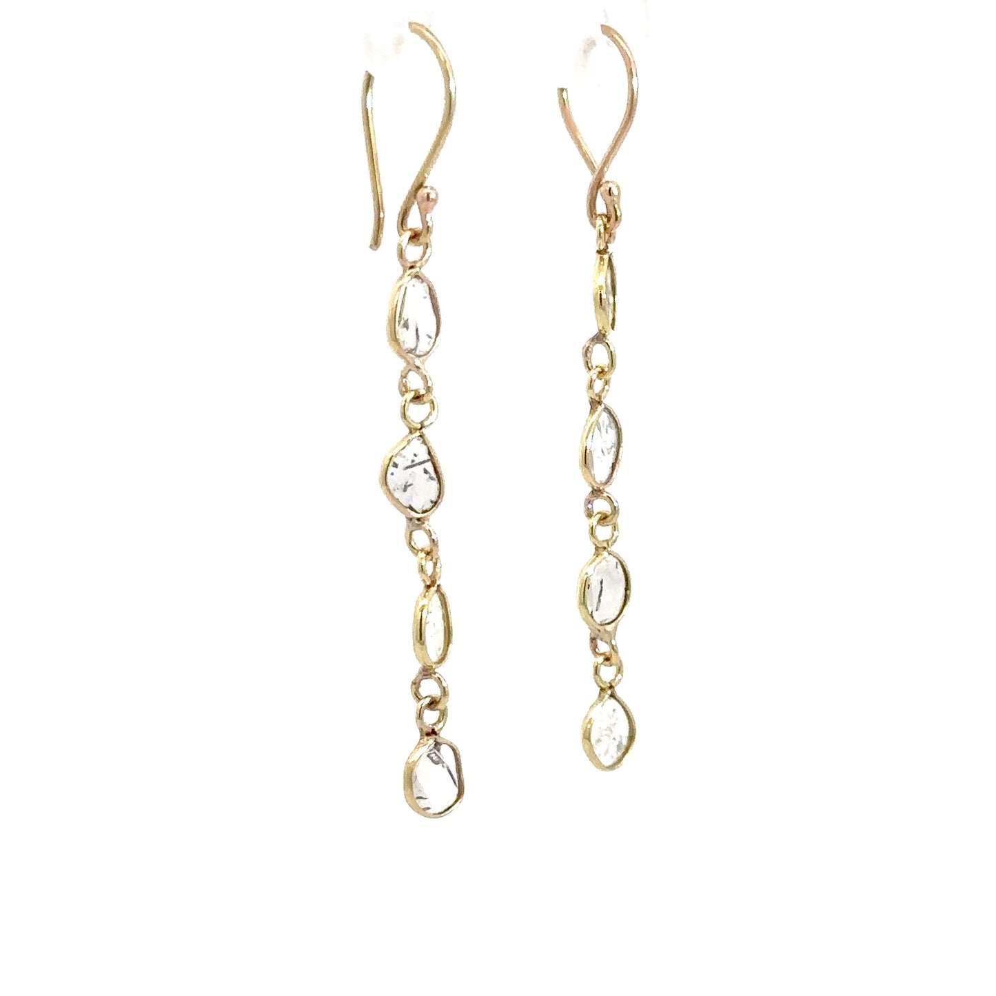 14k Yellow Gold Diamond Slice Earrings .75cttw