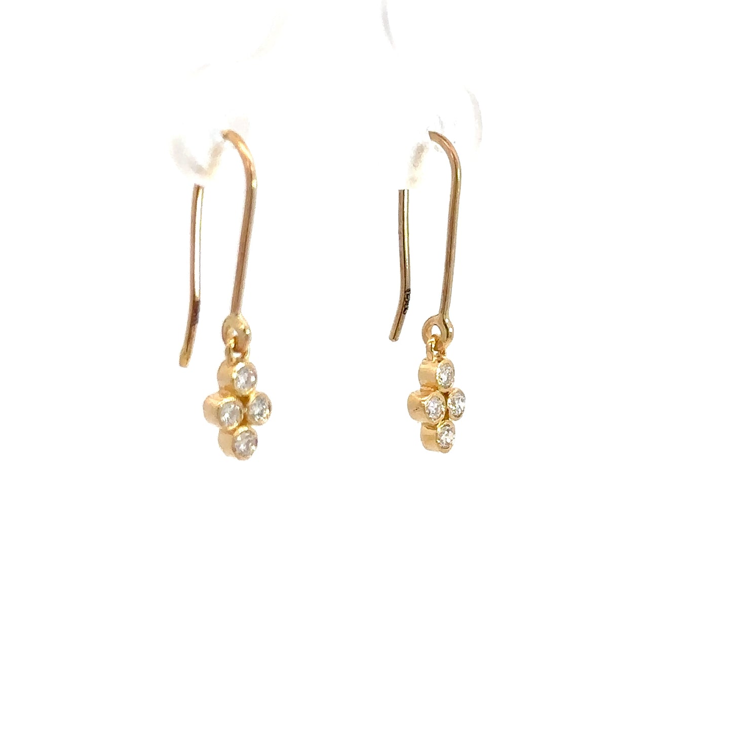 14k Yellow Gold Diamond Dangle Earrings .21cttw