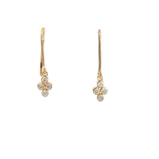 14k Yellow Gold Diamond Dangle Earrings .21cttw