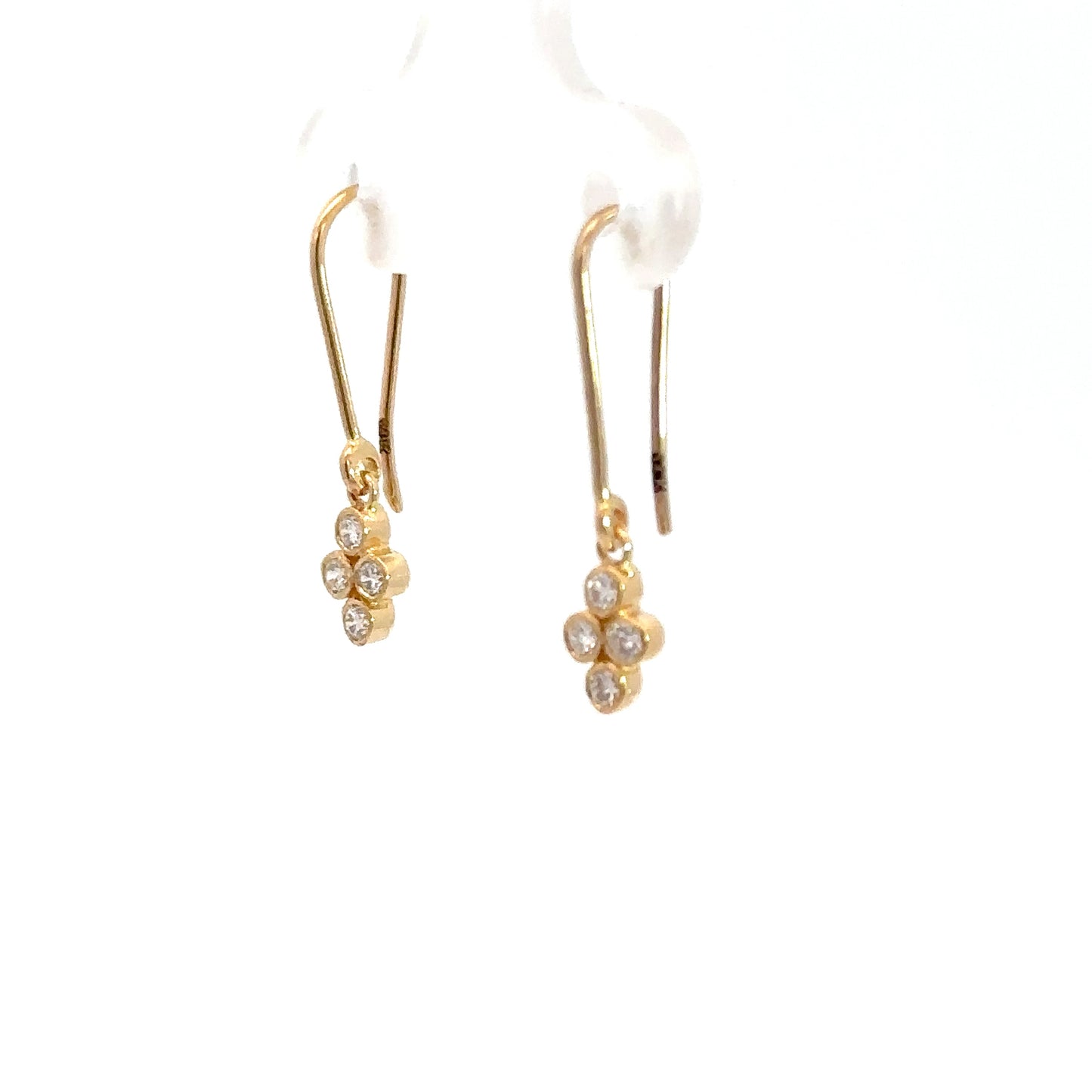 14k Yellow Gold Diamond Dangle Earrings .21cttw
