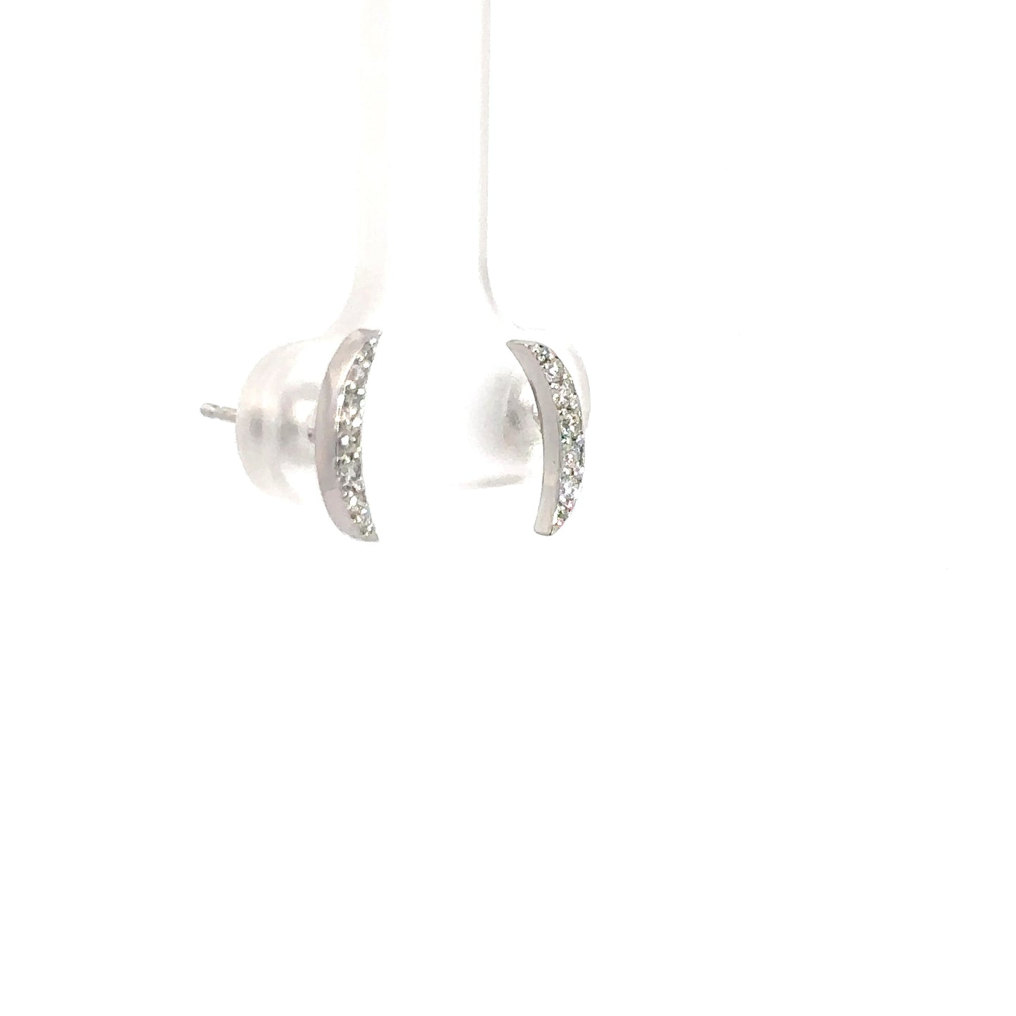 14k White Gold Moon Diamond Earrings .16cttw