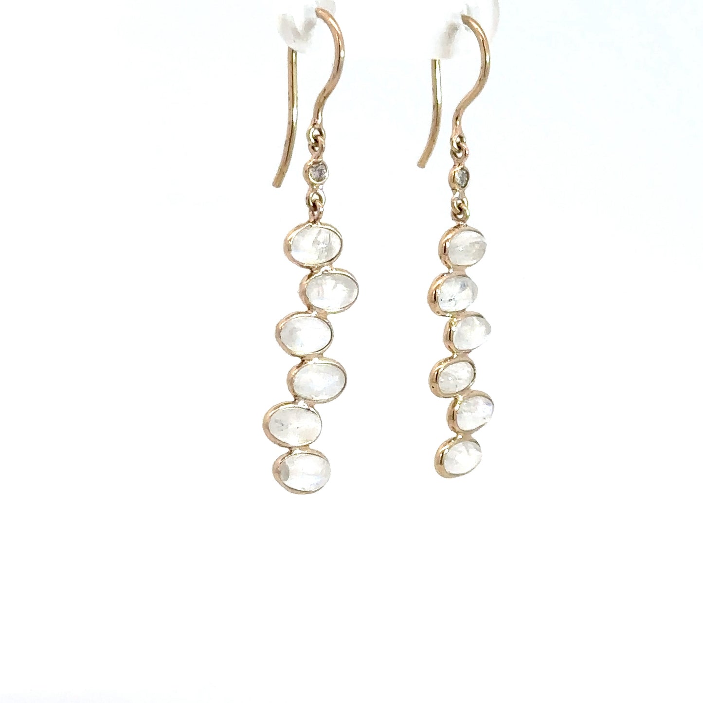 14k Yellow Gold Moonstone Dangle Earrings