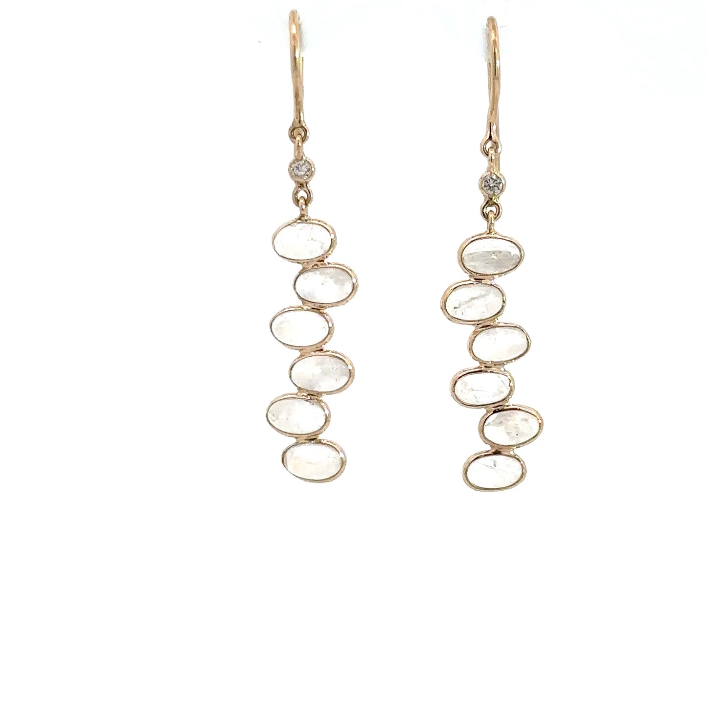14k Yellow Gold Moonstone Dangle Earrings