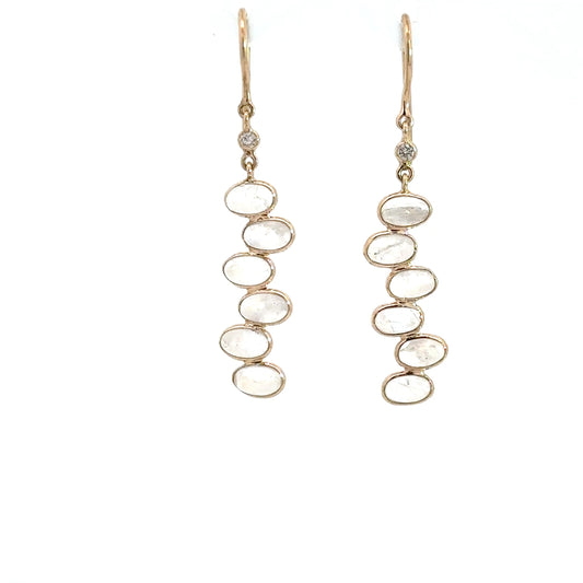 14k Yellow Gold Moonstone Dangle Earrings