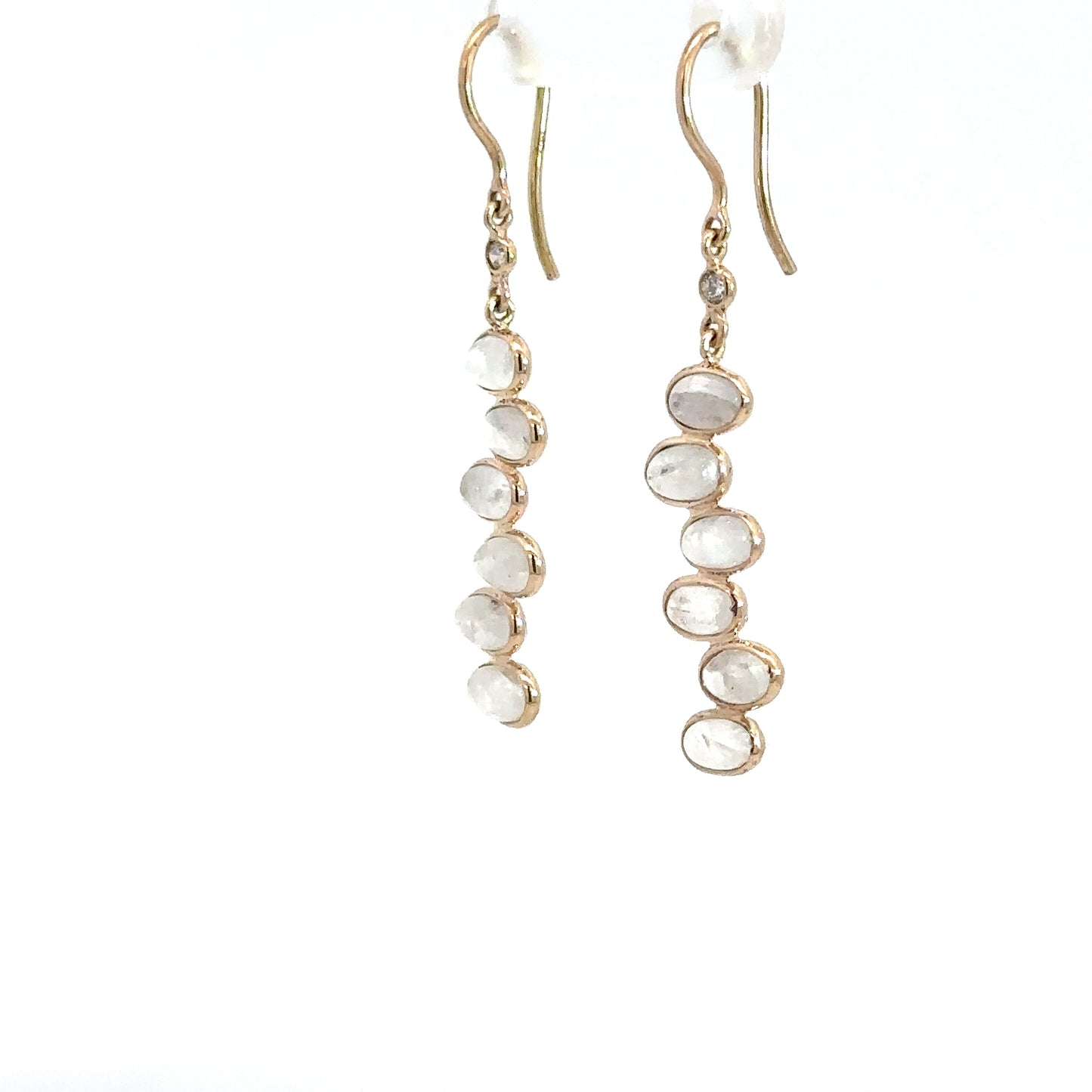 14k Yellow Gold Moonstone Dangle Earrings