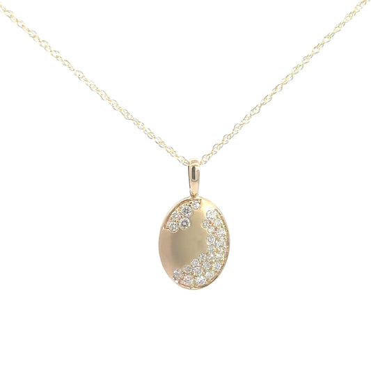 14k Yellow Gold Oval Scatter Pendant .50cttw