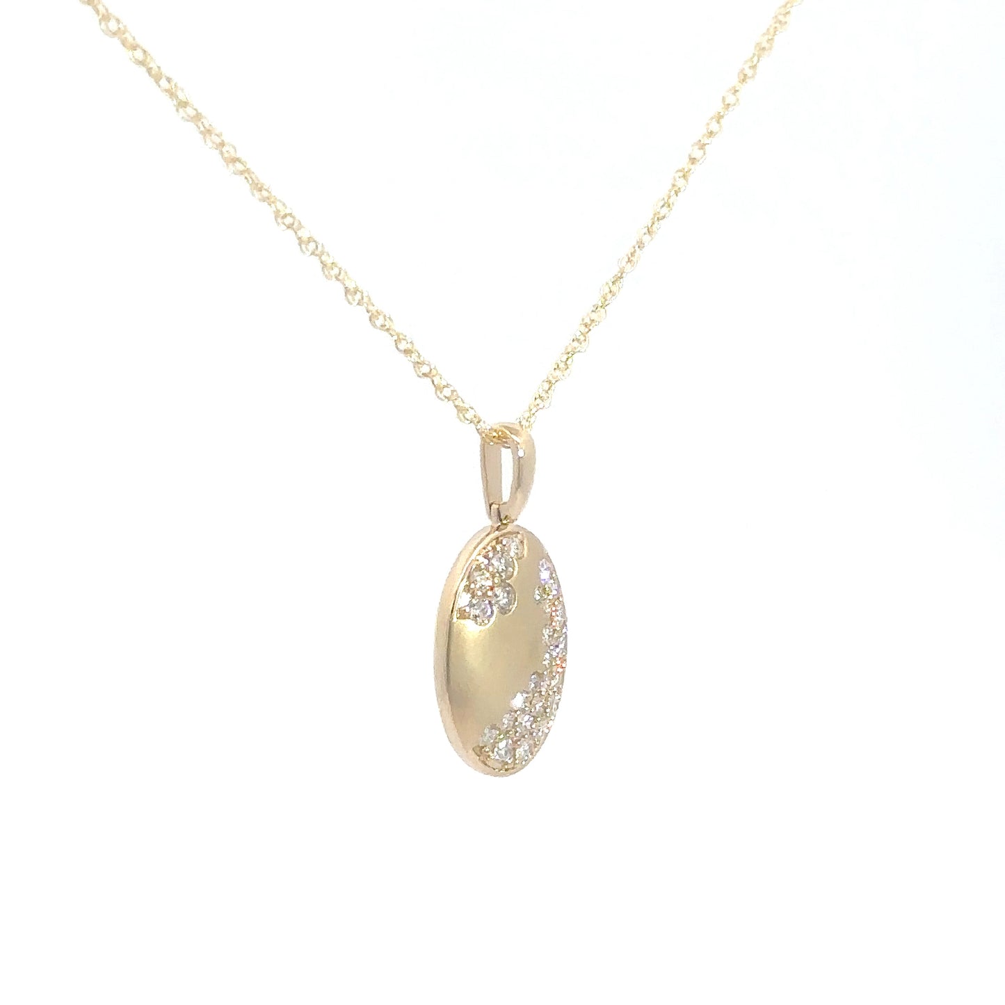 14k Yellow Gold Oval Scatter Pendant .50cttw